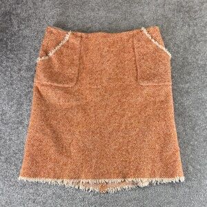Calypso St Barth Orange Tweed Mini Skirt Wool Blend Boho Resort Italy Womens M